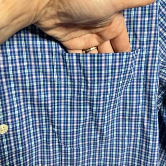 Peter Millar Crown Comfort Blue Gingham Button Down Shirt - Picture 8 of 10